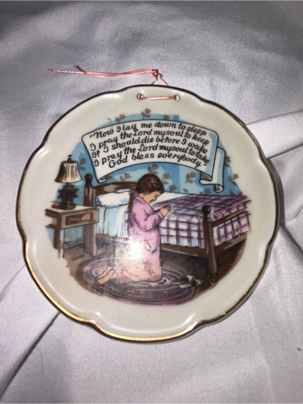 Vintage Sanmyro Japan "Now I Lay Me Down To Sleep" Bedtime Prayer Wall Plate